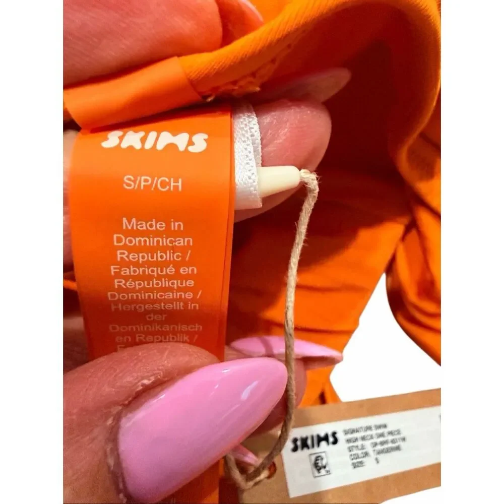 Brand New Skims Women's Size Small Tangerine Orange Signature Swim One Piece